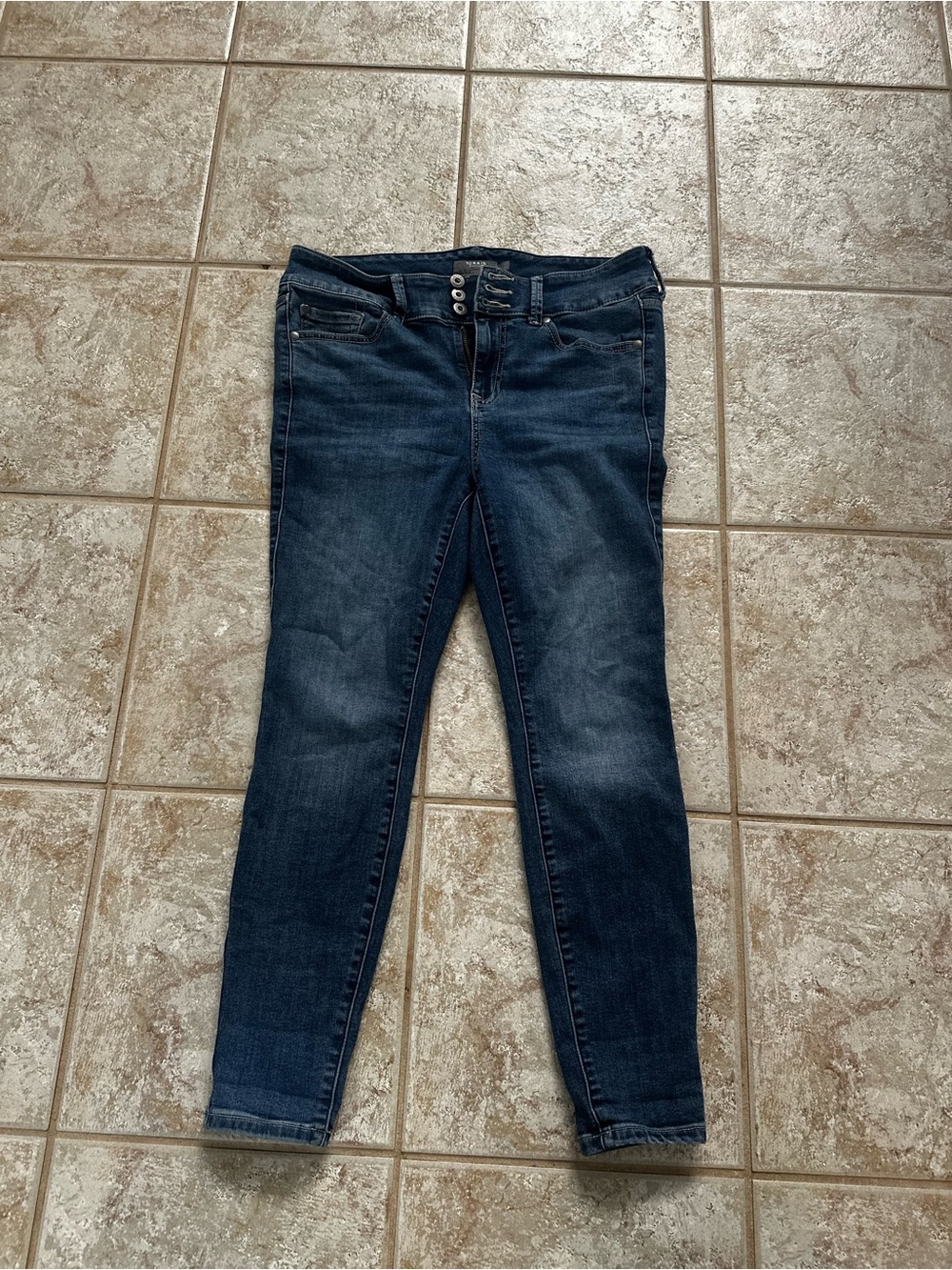 torrid Dark Blue Skinny Jeans with Triple Button